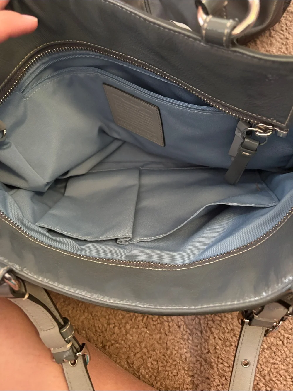 Coach Gray Patent Leather Messenger Bag